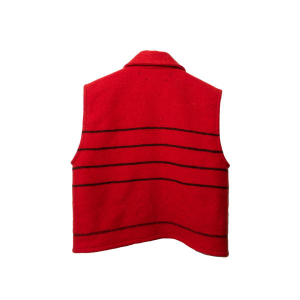 Regenerated cut out blanket vest, red