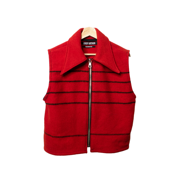 Regenerated blanket vest, red